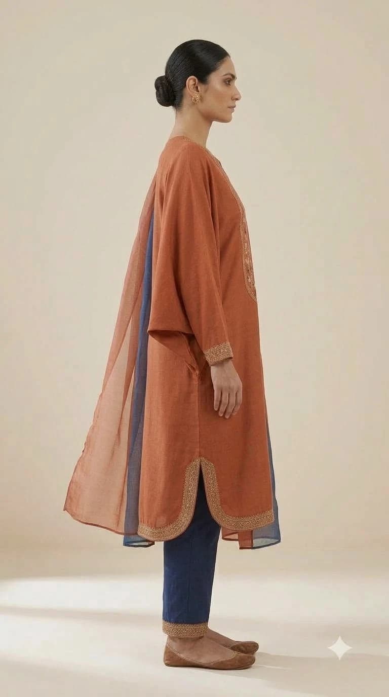Mehreen Saaz Embroidered Bib-Front Batwing Pakistani Suit