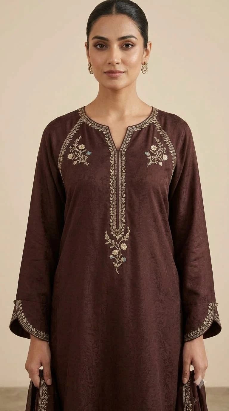 Shehrzaad Embroidered Raglan-Sleeve Pakistani Suit
