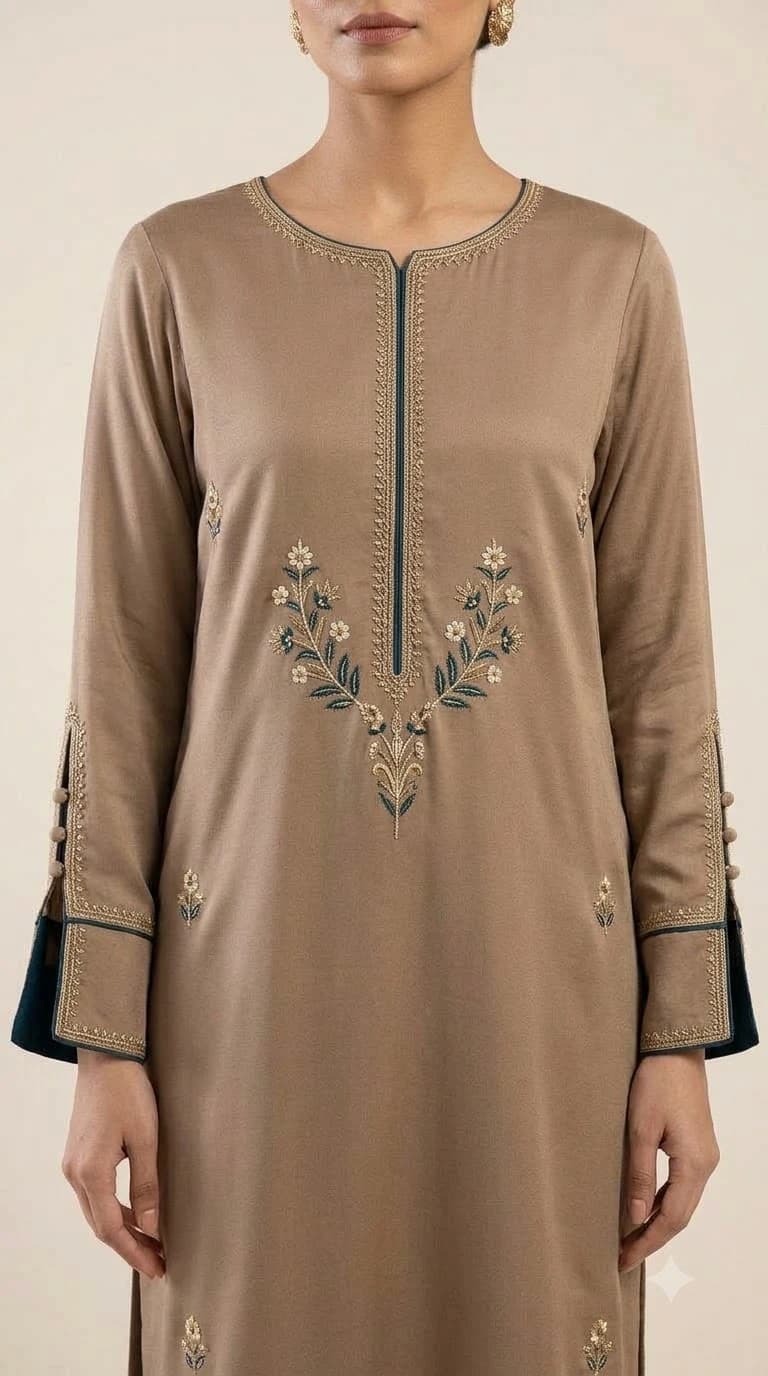 Noor-e-Shaam Embroidered Split-Cuff Pakistani Suit