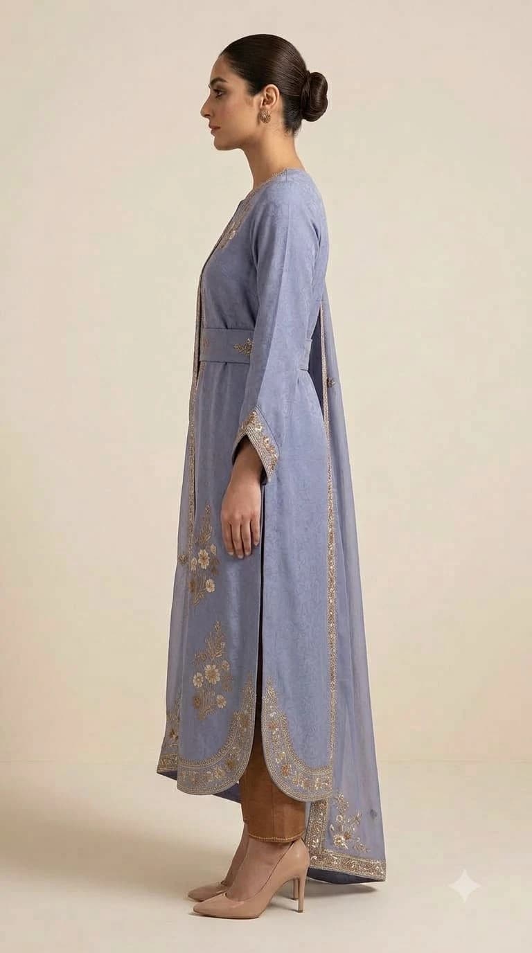 Mehrunnisa Embroidered Belted-Waist Pakistani Suit