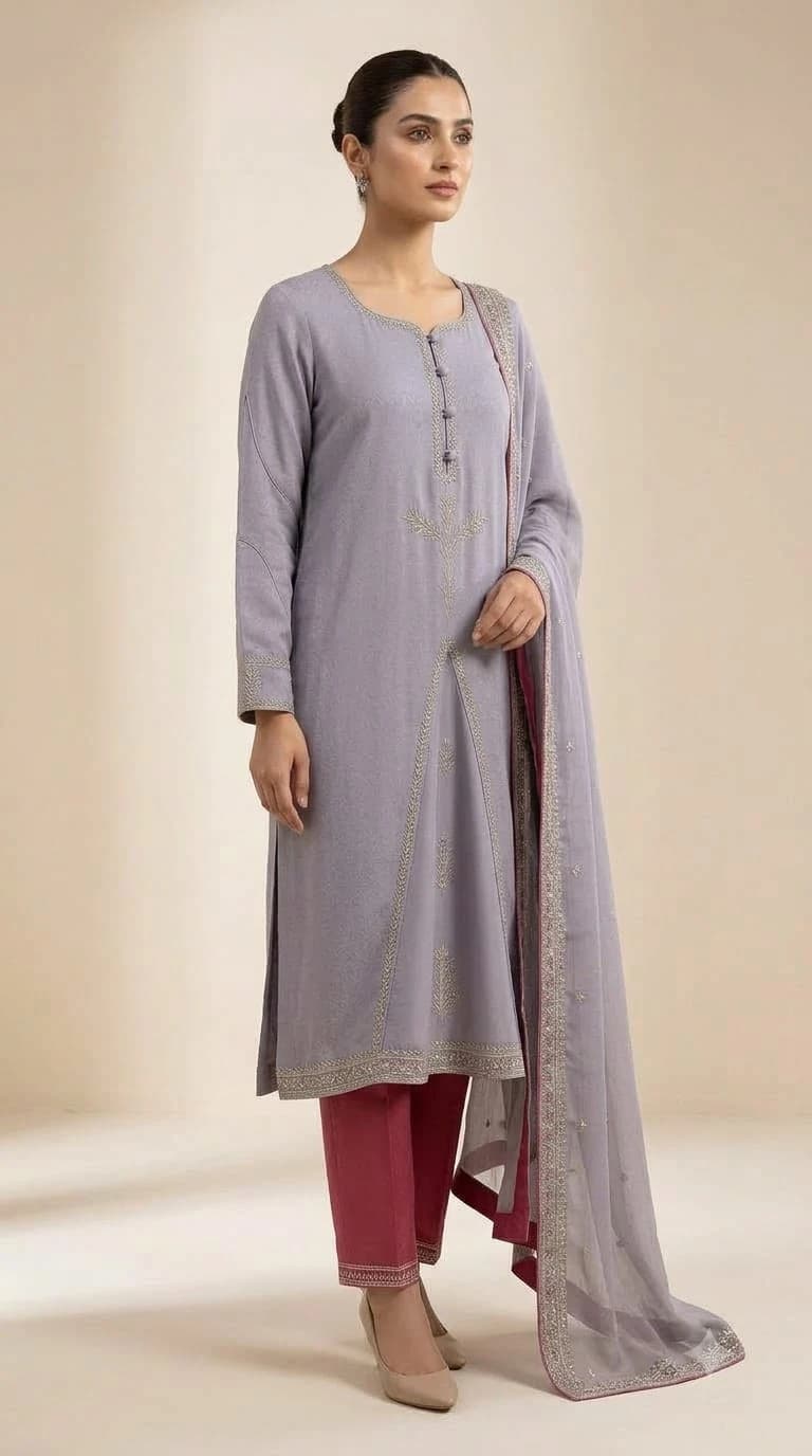Sitarah-e-Noor Embroidered Center-Godet Pakistani Suit