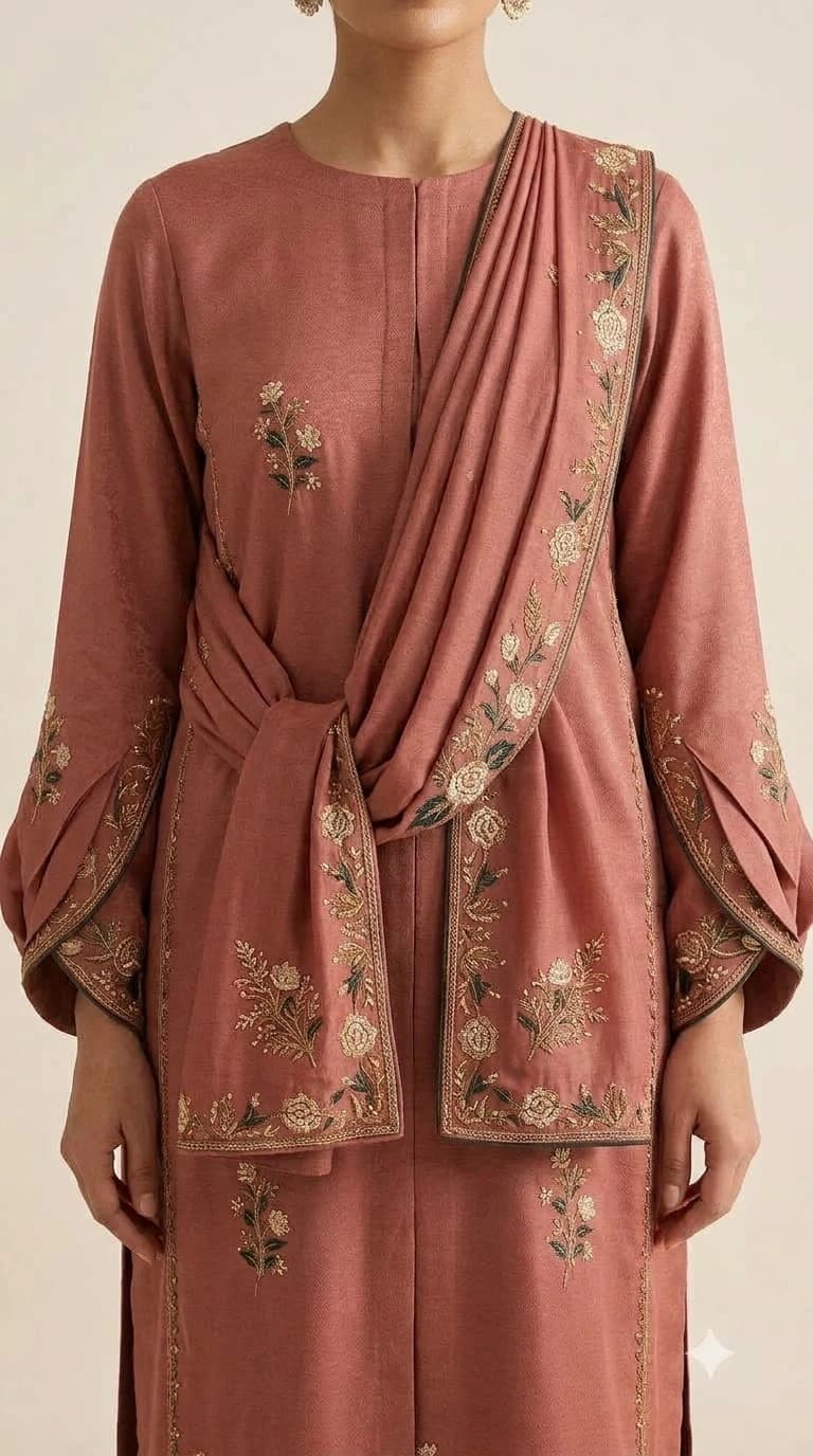 Afsar-e-Gul Embroidered Attached-Scarf Neck Pakistani Suit