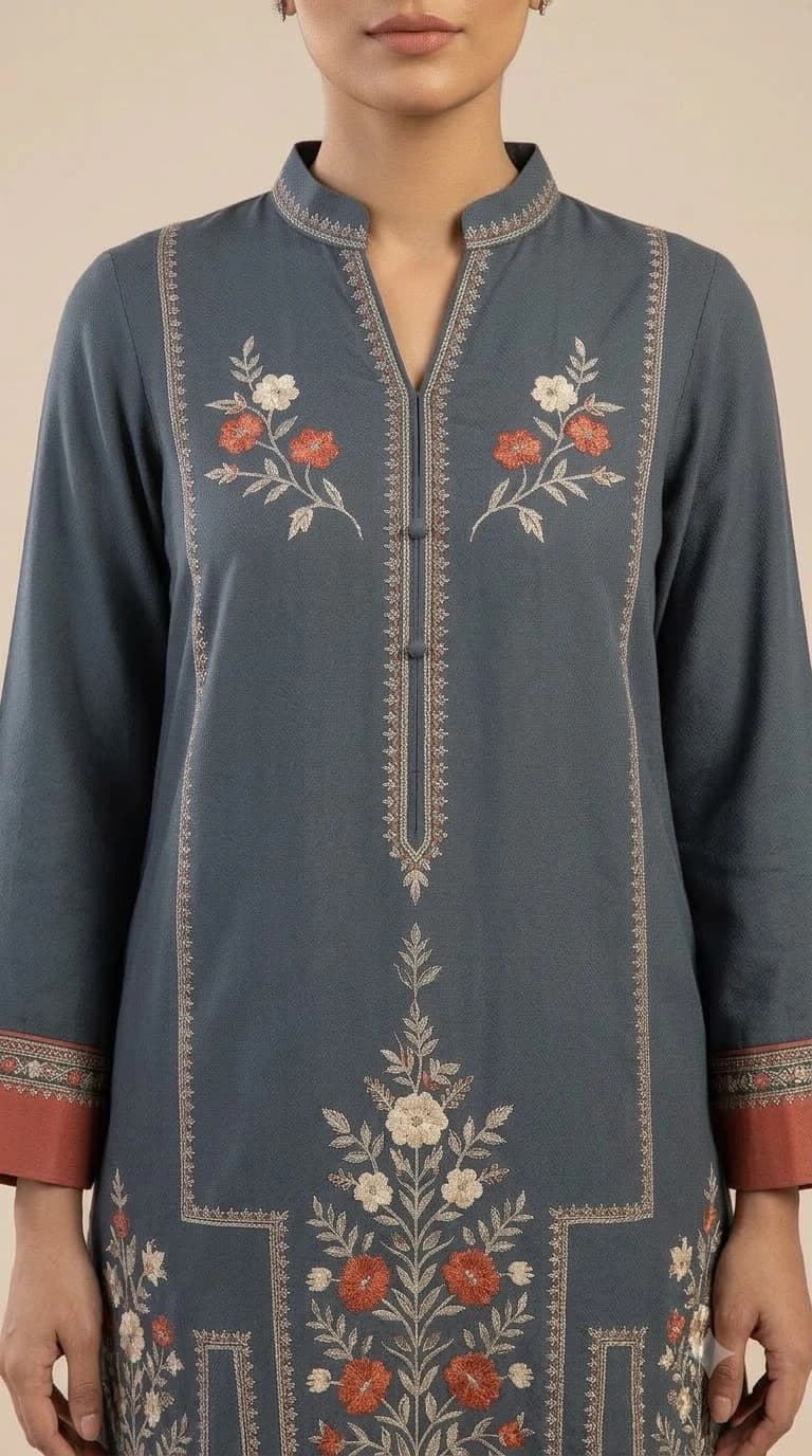 Sadaf Rani Embroidered Stepped-Hem Pakistani Suit