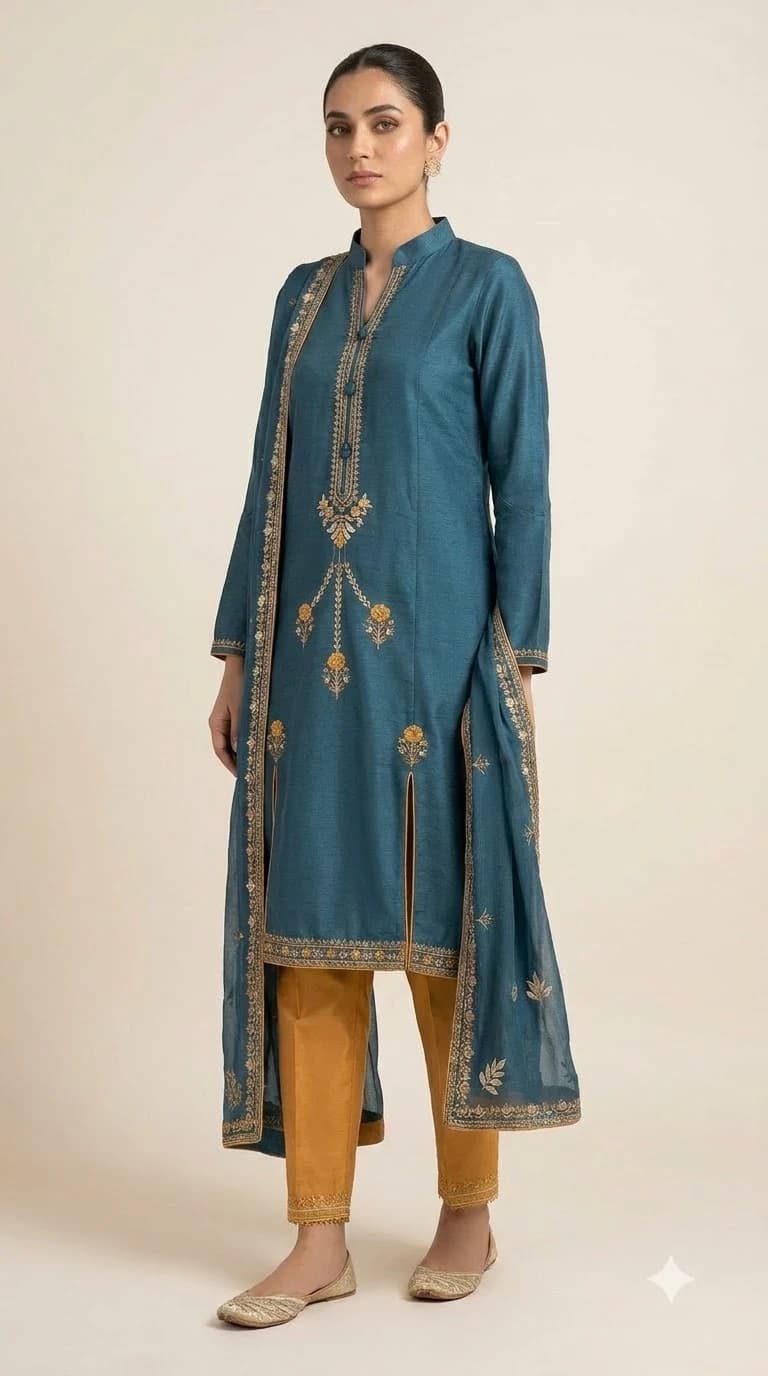 Salarah Noor Embroidered Double-Vent Pakistani Suit