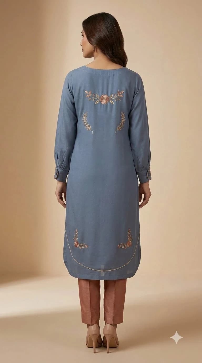 Mahira Saaz Embroidered Diagonal-Seam Pakistani Suit