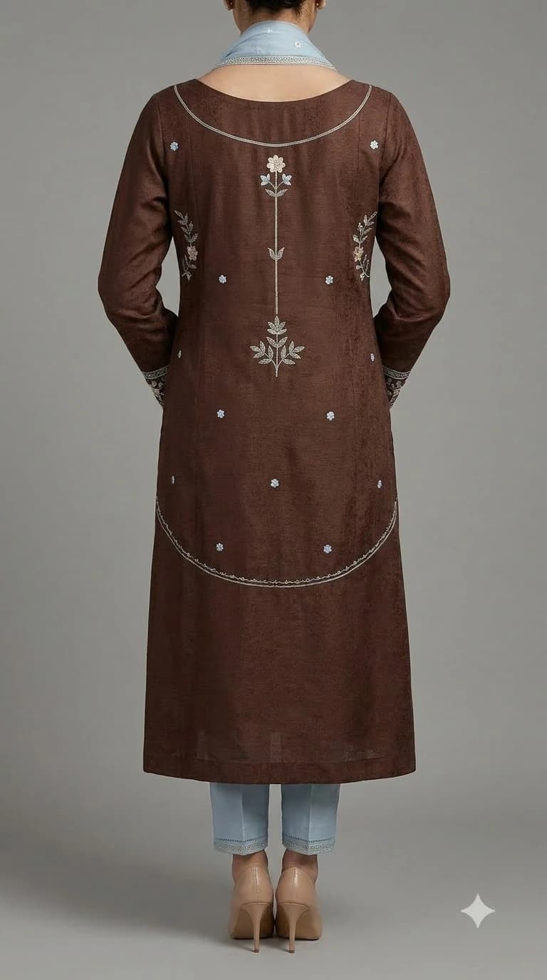 Raqs-e-Noor Embroidered Trumpet-Panel Pakistani Suit