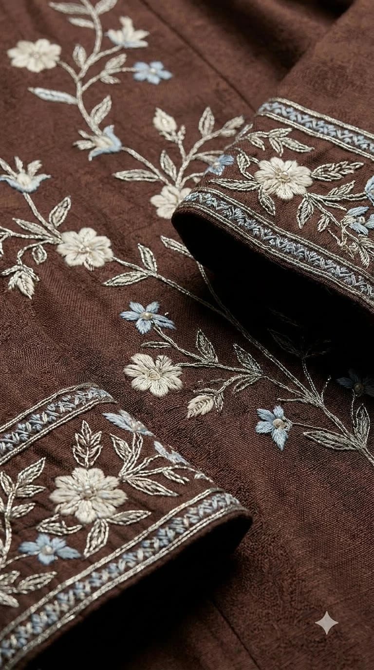 Raqs-e-Noor Embroidered Trumpet-Panel Pakistani Suit