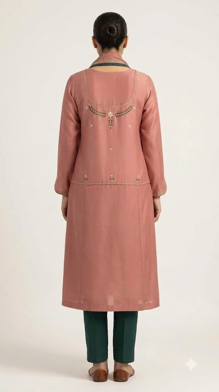 Zeenat-e-Rang Embroidered Dropped-Waist Pleat-Panel Pakistani Suit