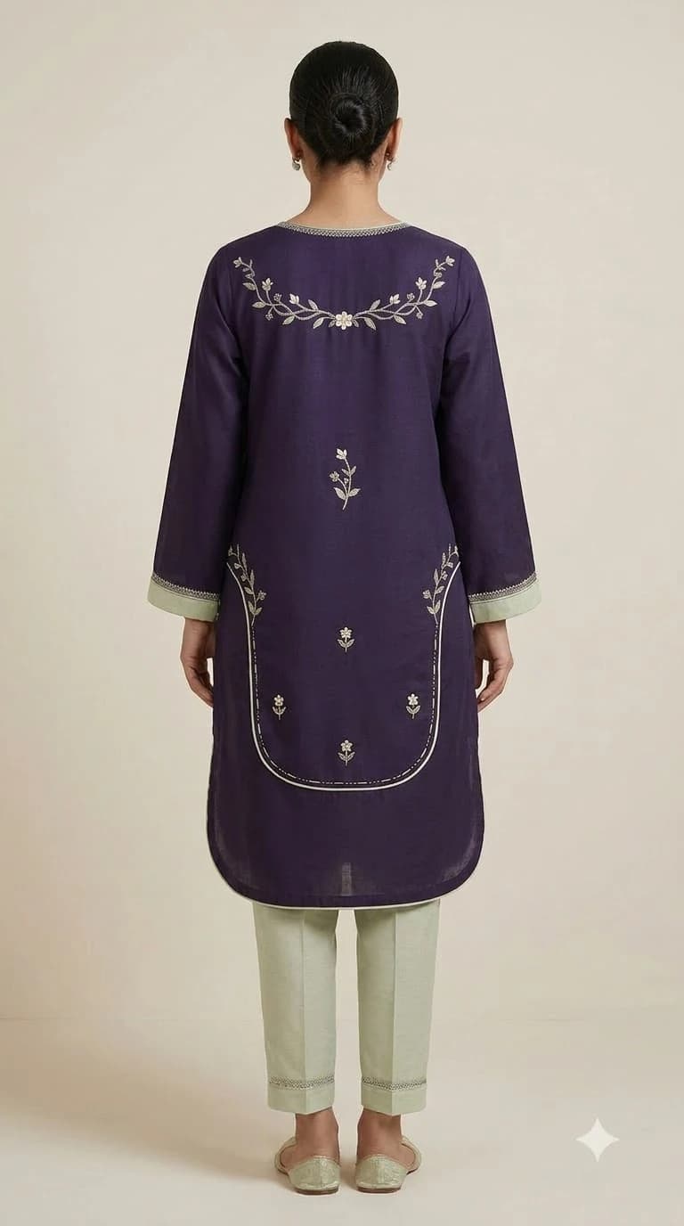 Abeer-e-Noor Embroidered Framed-Hem Pakistani Suit
