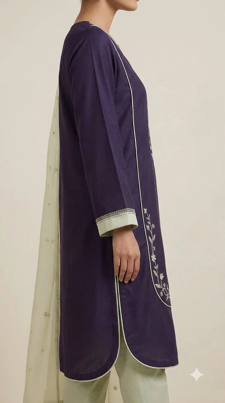 Abeer-e-Noor Embroidered Framed-Hem Pakistani Suit