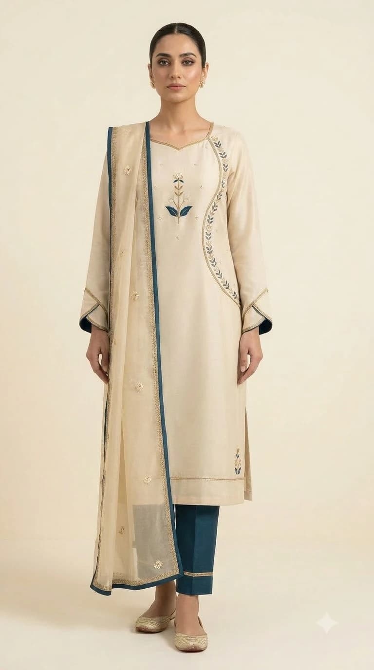 Nayab-e-Sahar Embroidered Curved-Dart Pakistani Suit
