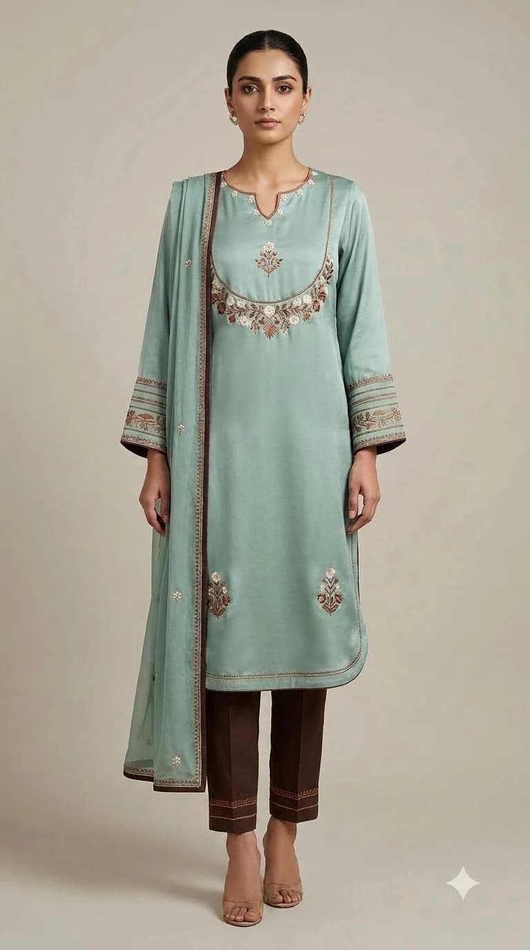 Gulchehra Noor Embroidered Crescent-Seam Pakistani Suit