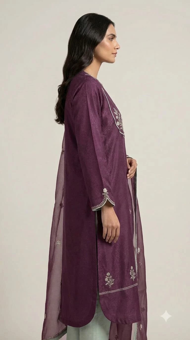 Shebnam Noor Embroidered Rounded-Shoulder Pakistani Suit