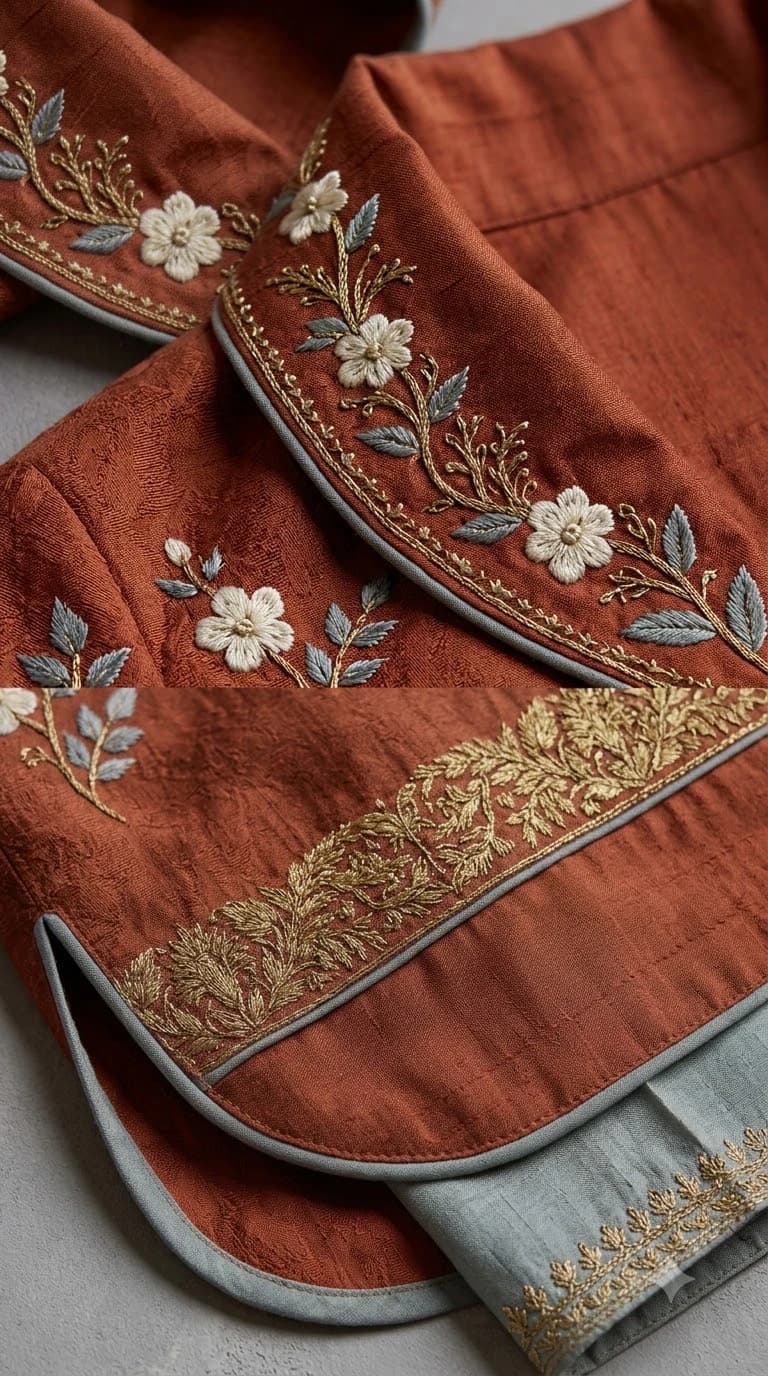 Zohra-e-Rang Embroidered Shawl-Collar Pakistani Suit